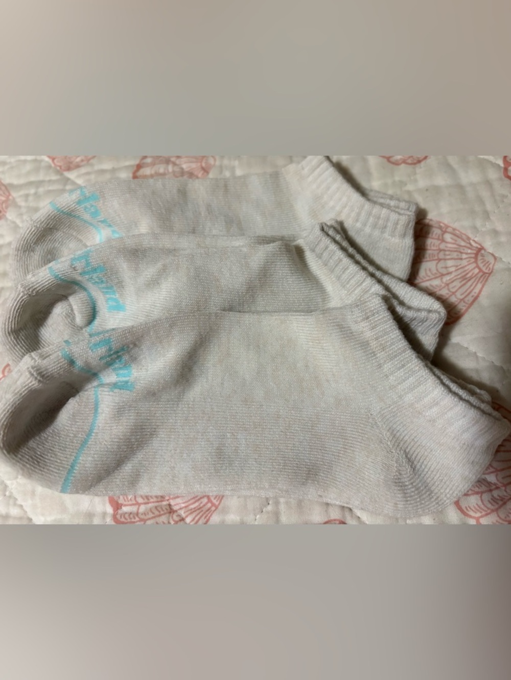NWOT Timberland White Low-Cut Ankle Socks with Light Blue Logo